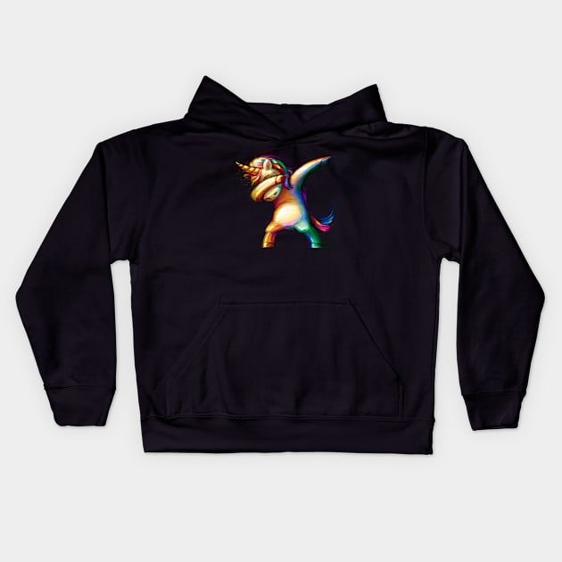 Dabbing Unicorn Kids Hoodie by stonemask